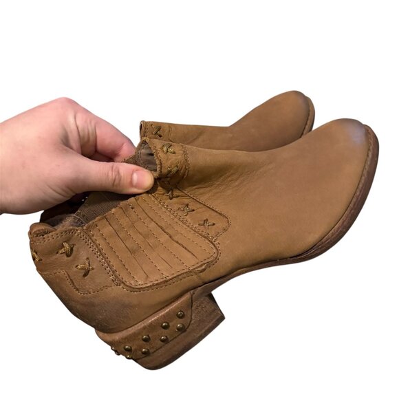 naughty monkey Shoes - Naughty Monkey Leather Studded Pull On Boots Brown Boho